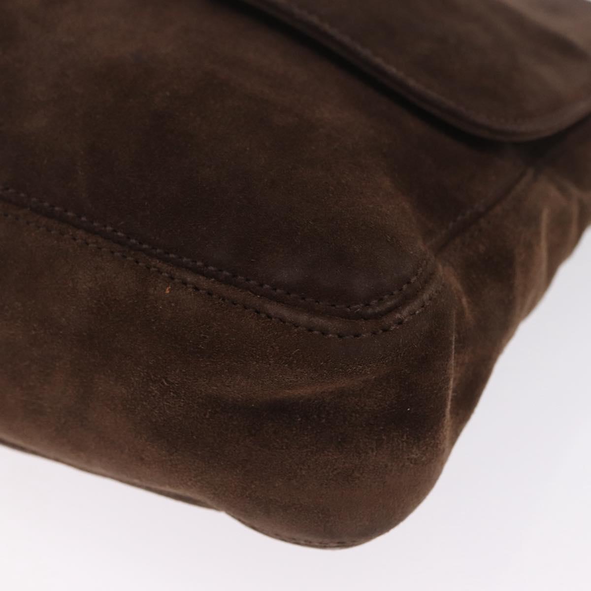 CHANEL Shoulder Bag Suede Brown CC Auth 209651A