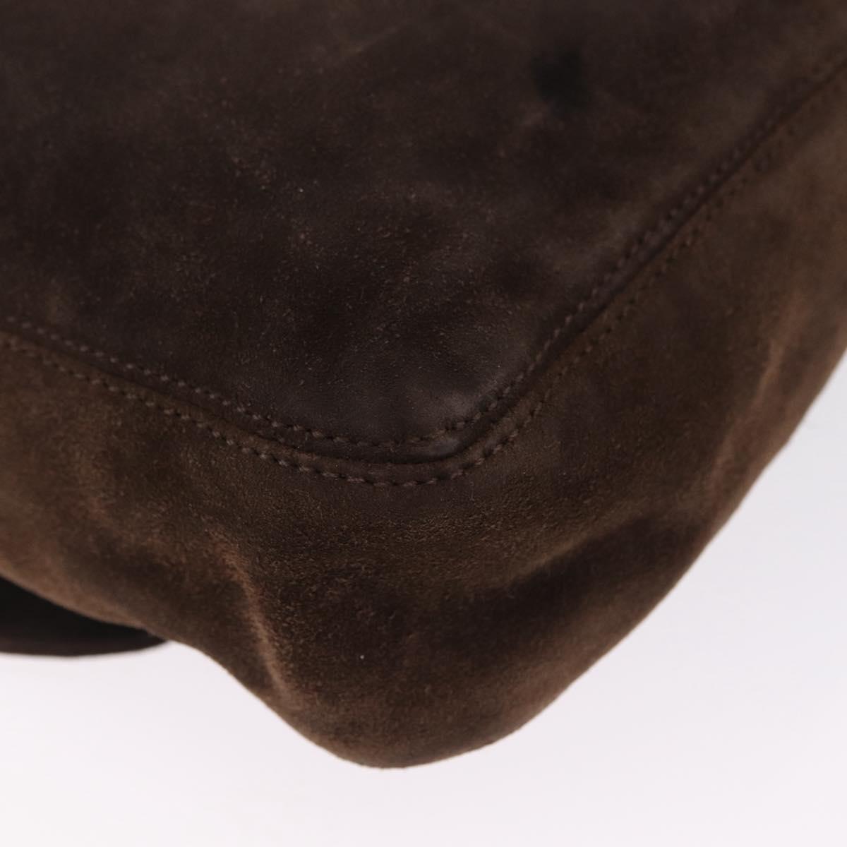 CHANEL Shoulder Bag Suede Brown CC Auth 209651A
