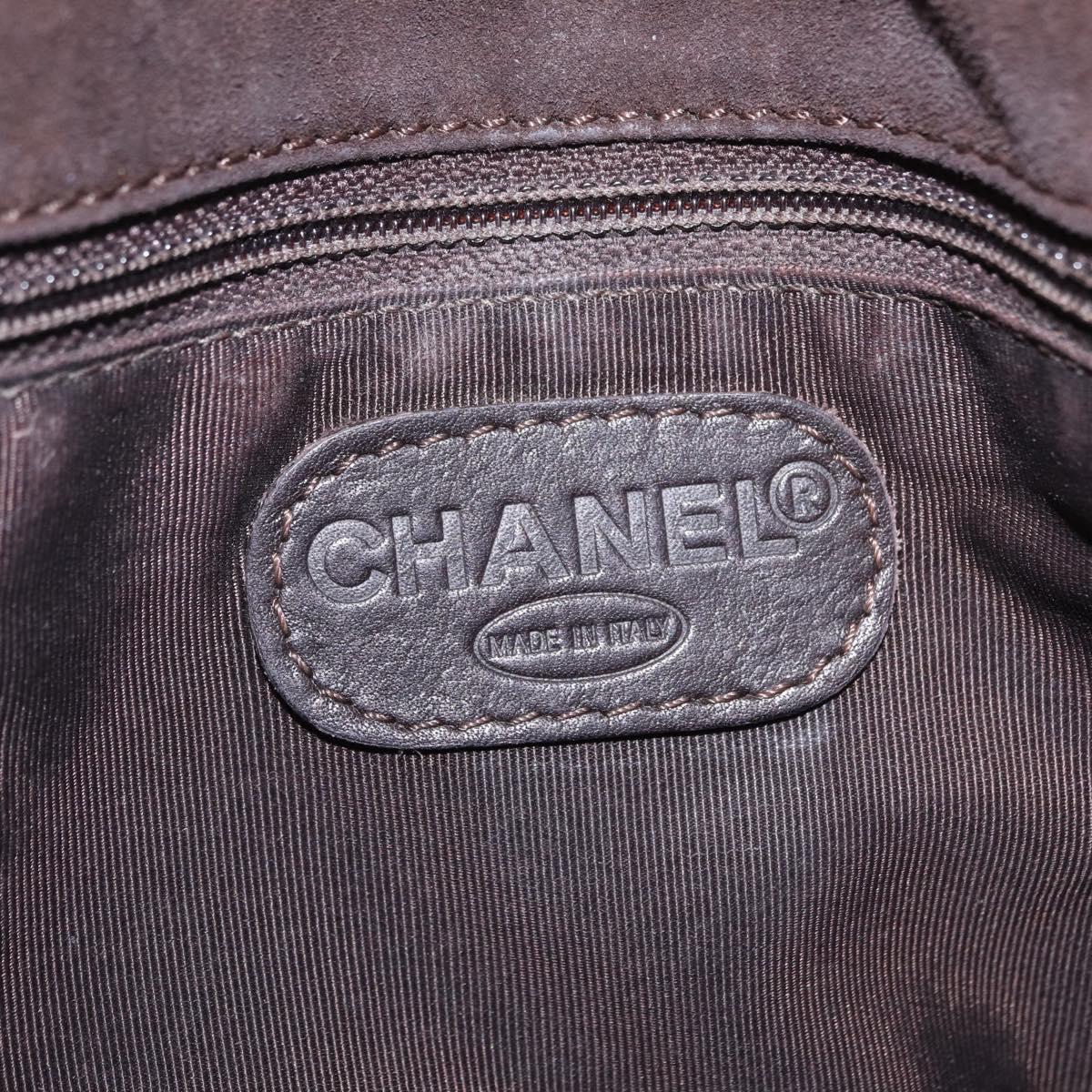 CHANEL Shoulder Bag Suede Brown CC Auth 209651A