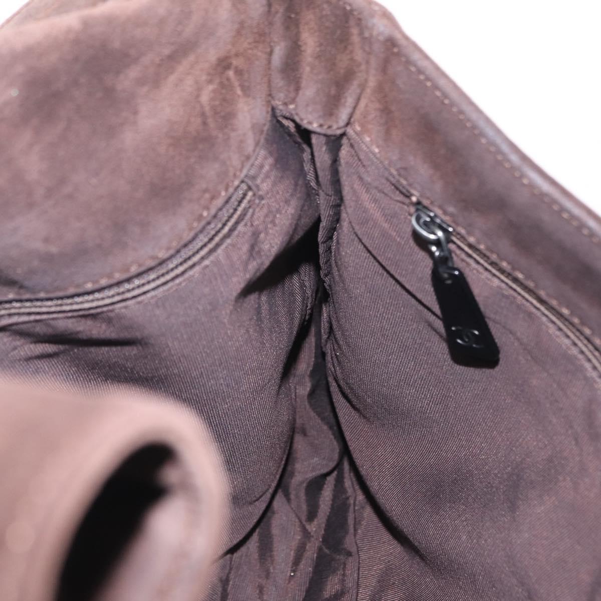 CHANEL Shoulder Bag Suede Brown CC Auth 209651A