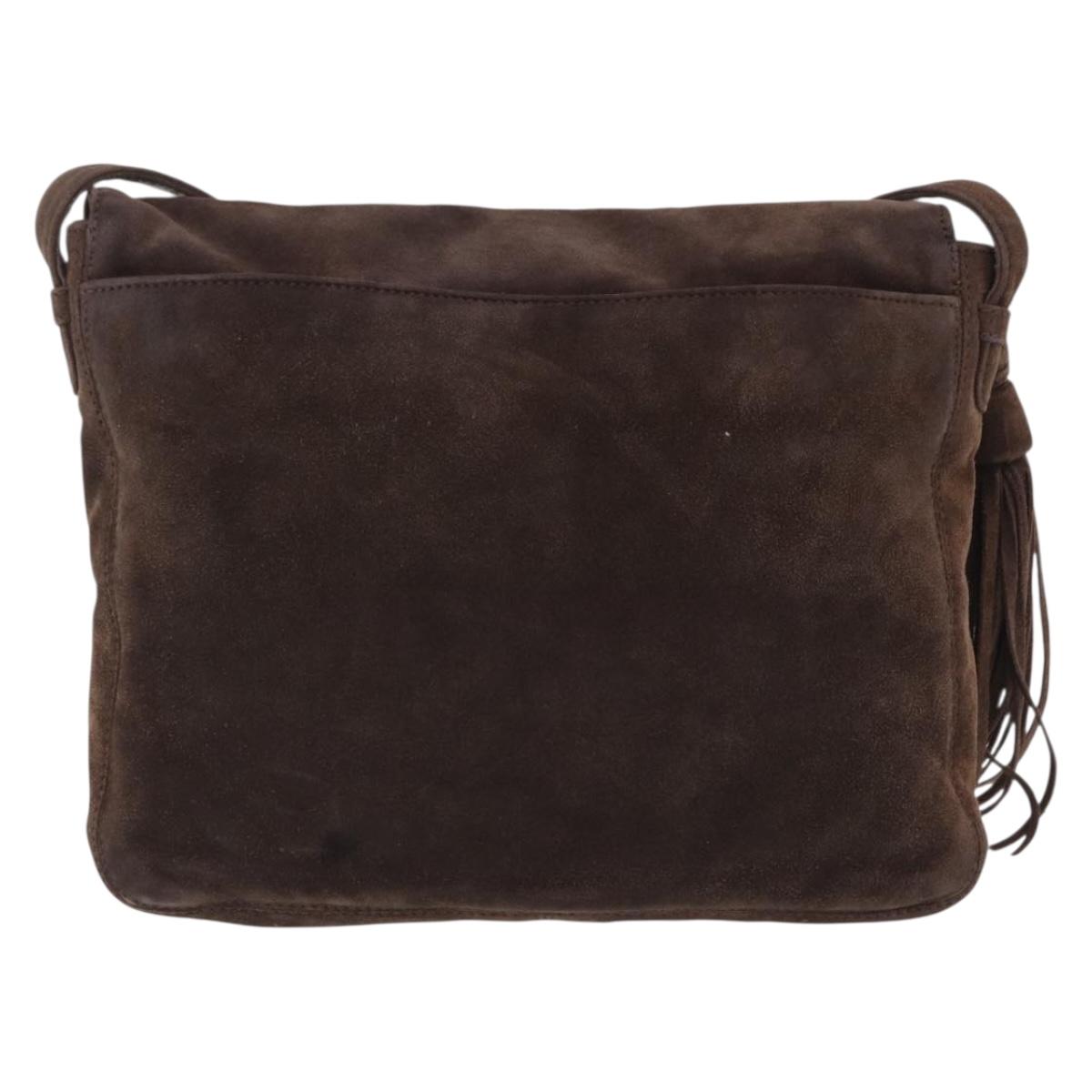 CHANEL Shoulder Bag Suede Brown CC Auth 209651A