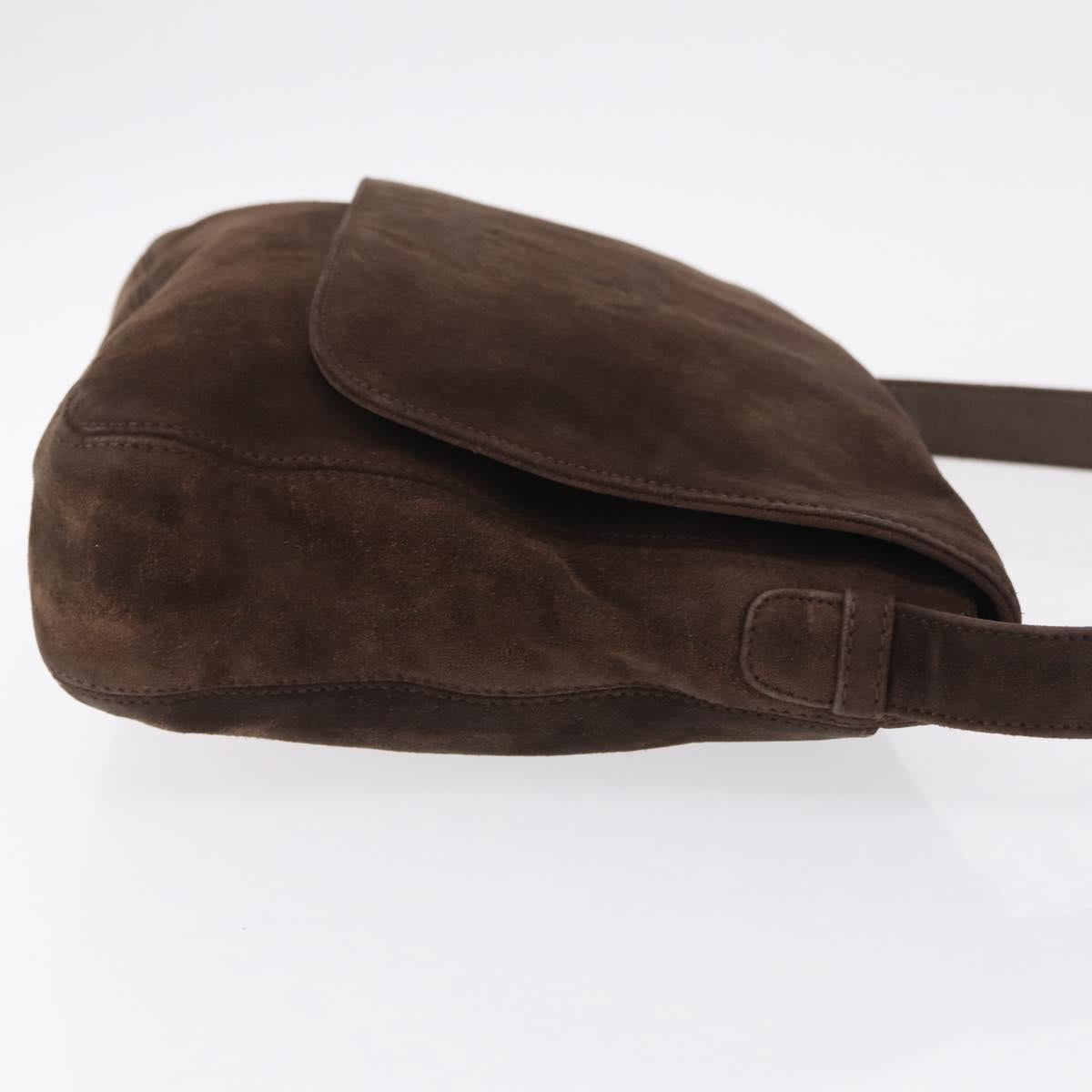 CHANEL Shoulder Bag Suede Brown CC Auth 209651A