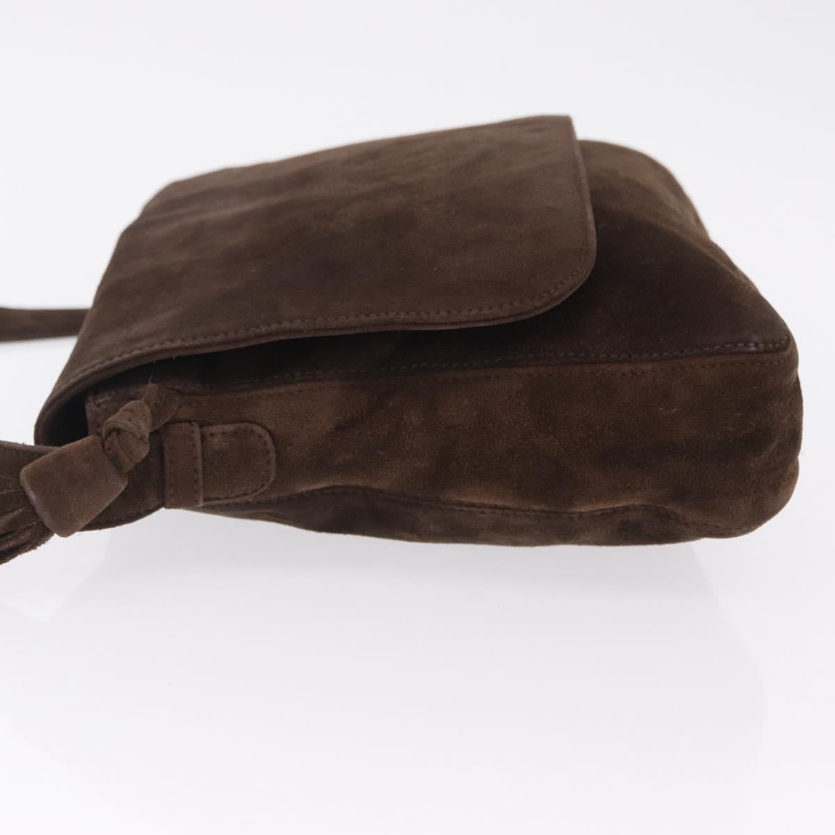 CHANEL Shoulder Bag Suede Brown CC Auth 209651A