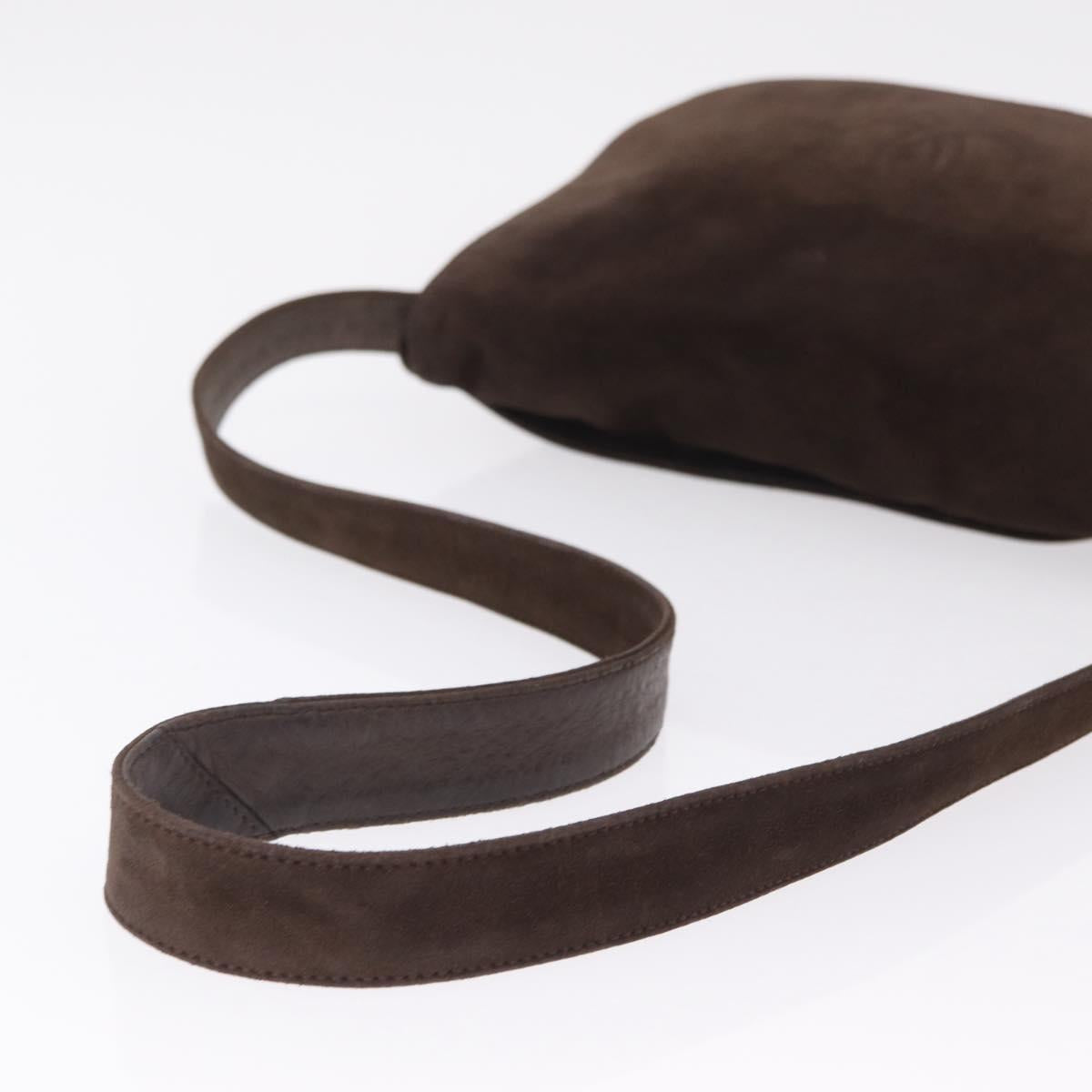 CHANEL Shoulder Bag Suede Brown CC Auth 209651A