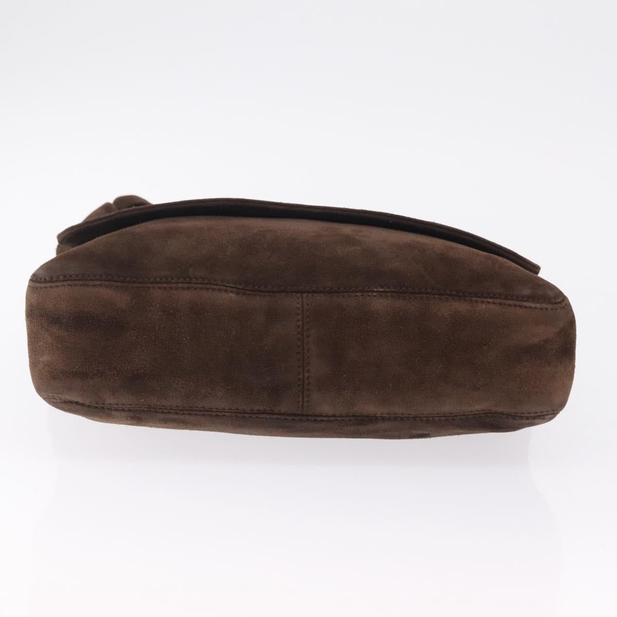 CHANEL Shoulder Bag Suede Brown CC Auth 209651A