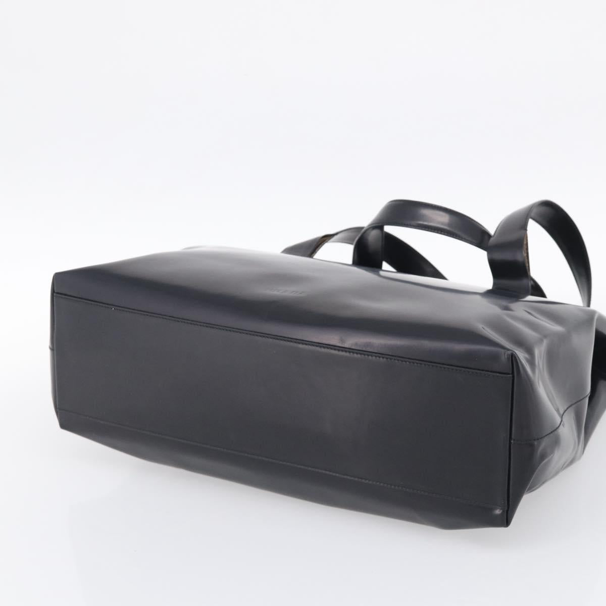 PRADA Boston Bag Hand Bag Nylon Patent 2 Set Black Navy Auth 209655
