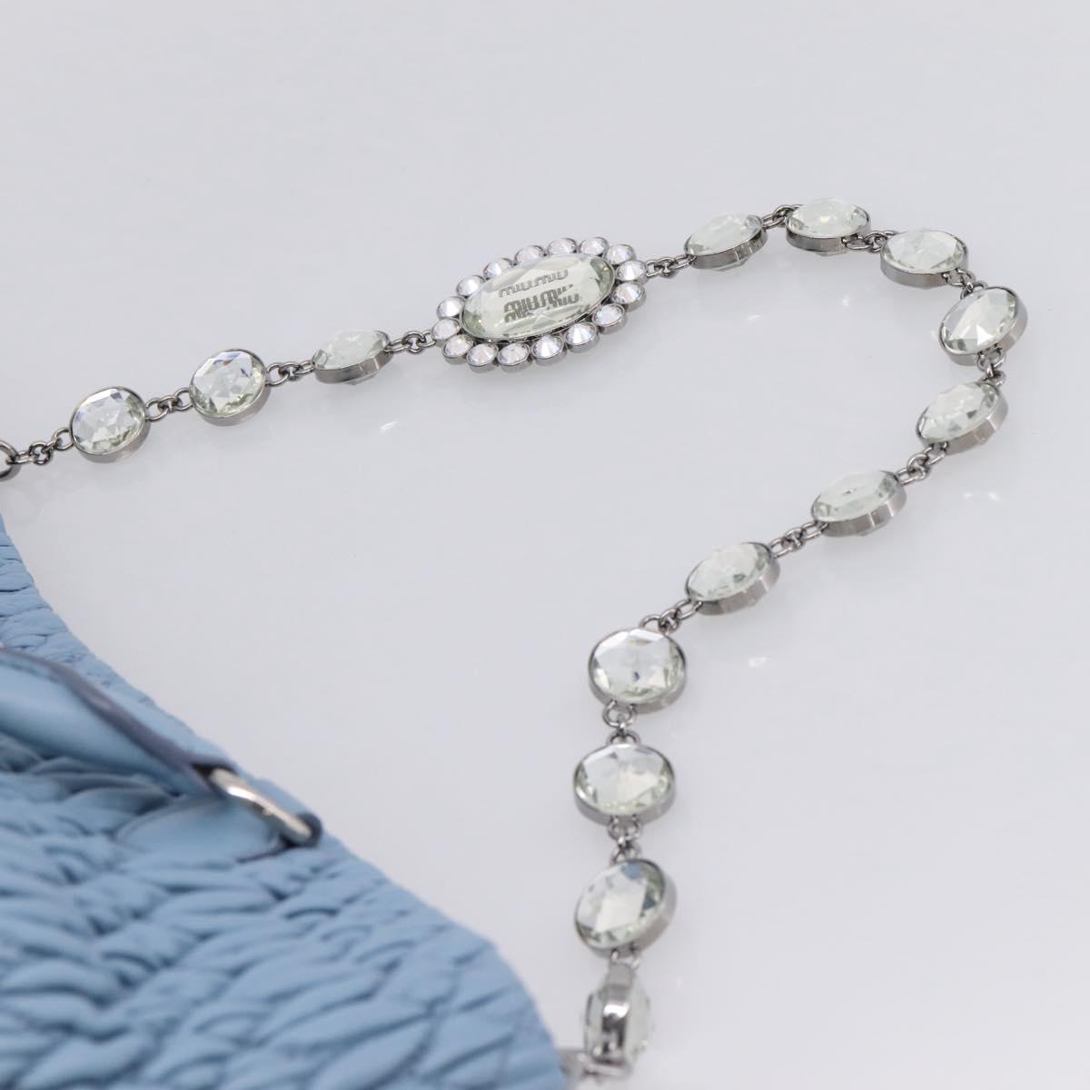 Miu Miu Matelasse Chain Shoulder Bag Leather 2way Light Blue Silver Auth 209659M