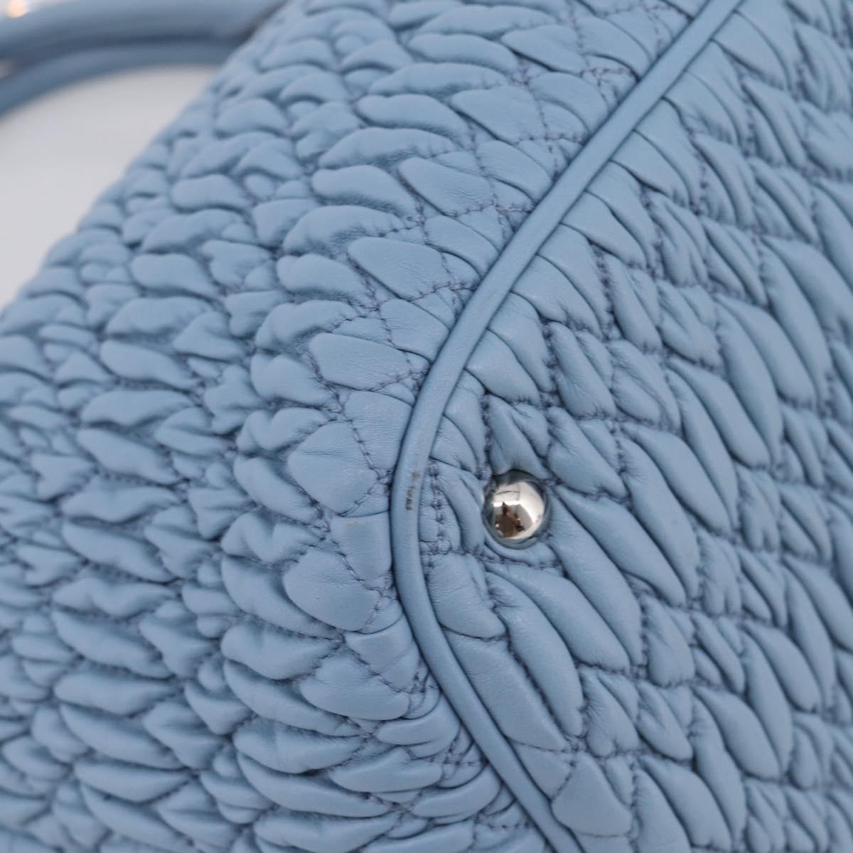 Miu Miu Matelasse Chain Shoulder Bag Leather 2way Light Blue Silver Auth 209659M