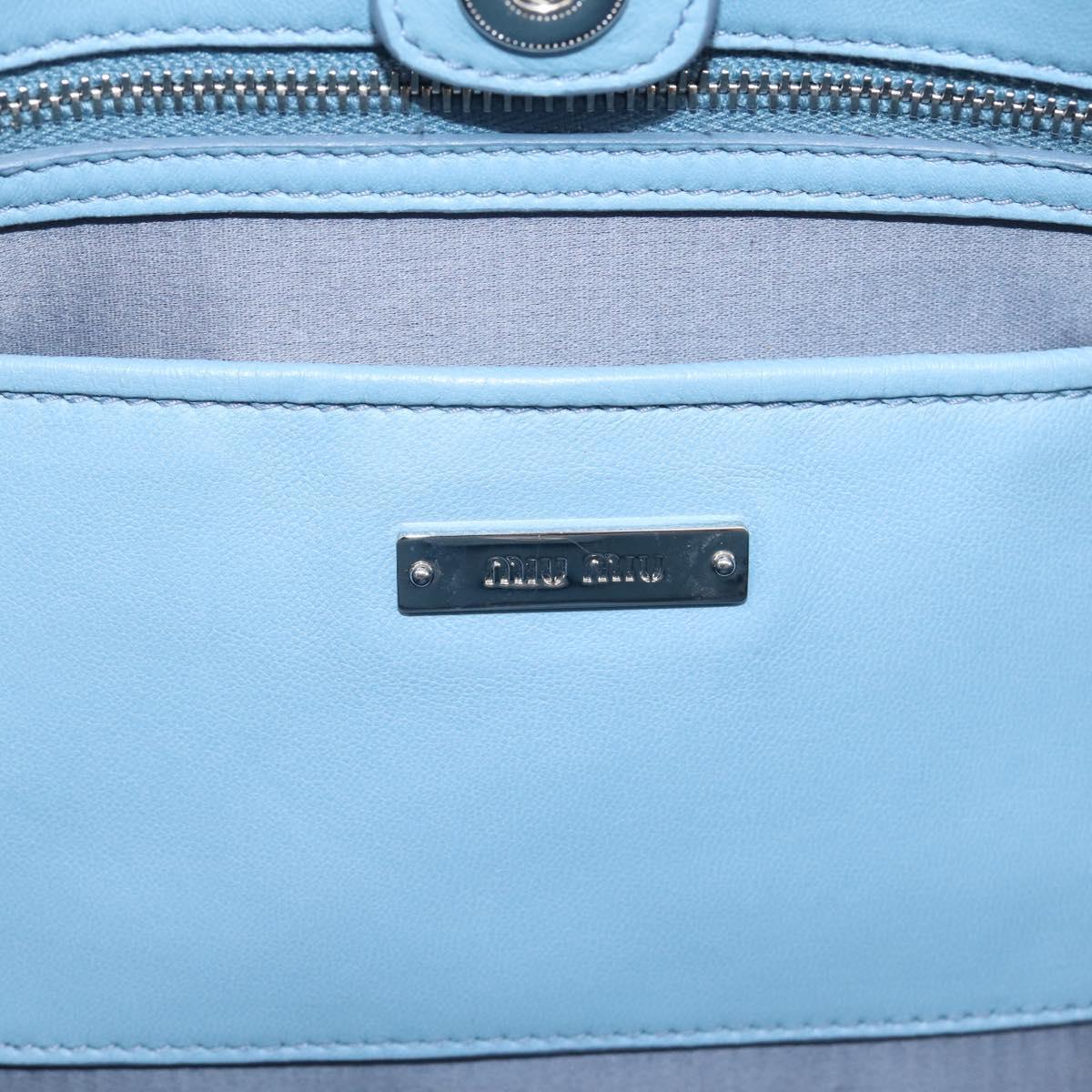 Miu Miu Matelasse Chain Shoulder Bag Leather 2way Light Blue Silver Auth 209659M