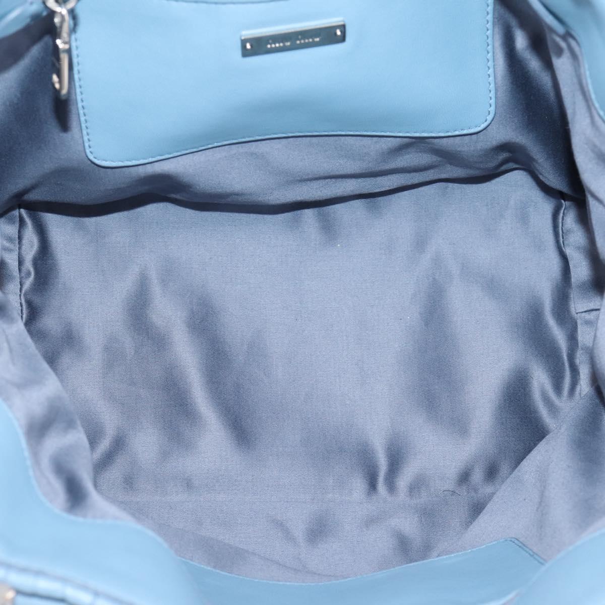 Miu Miu Matelasse Chain Shoulder Bag Leather 2way Light Blue Silver Auth 209659M