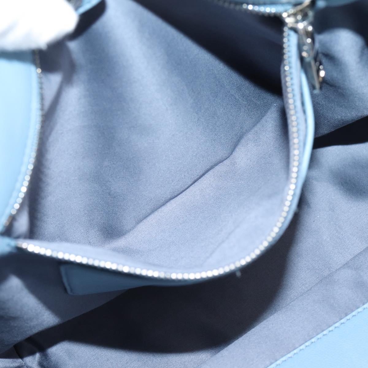 Miu Miu Matelasse Chain Shoulder Bag Leather 2way Light Blue Silver Auth 209659M