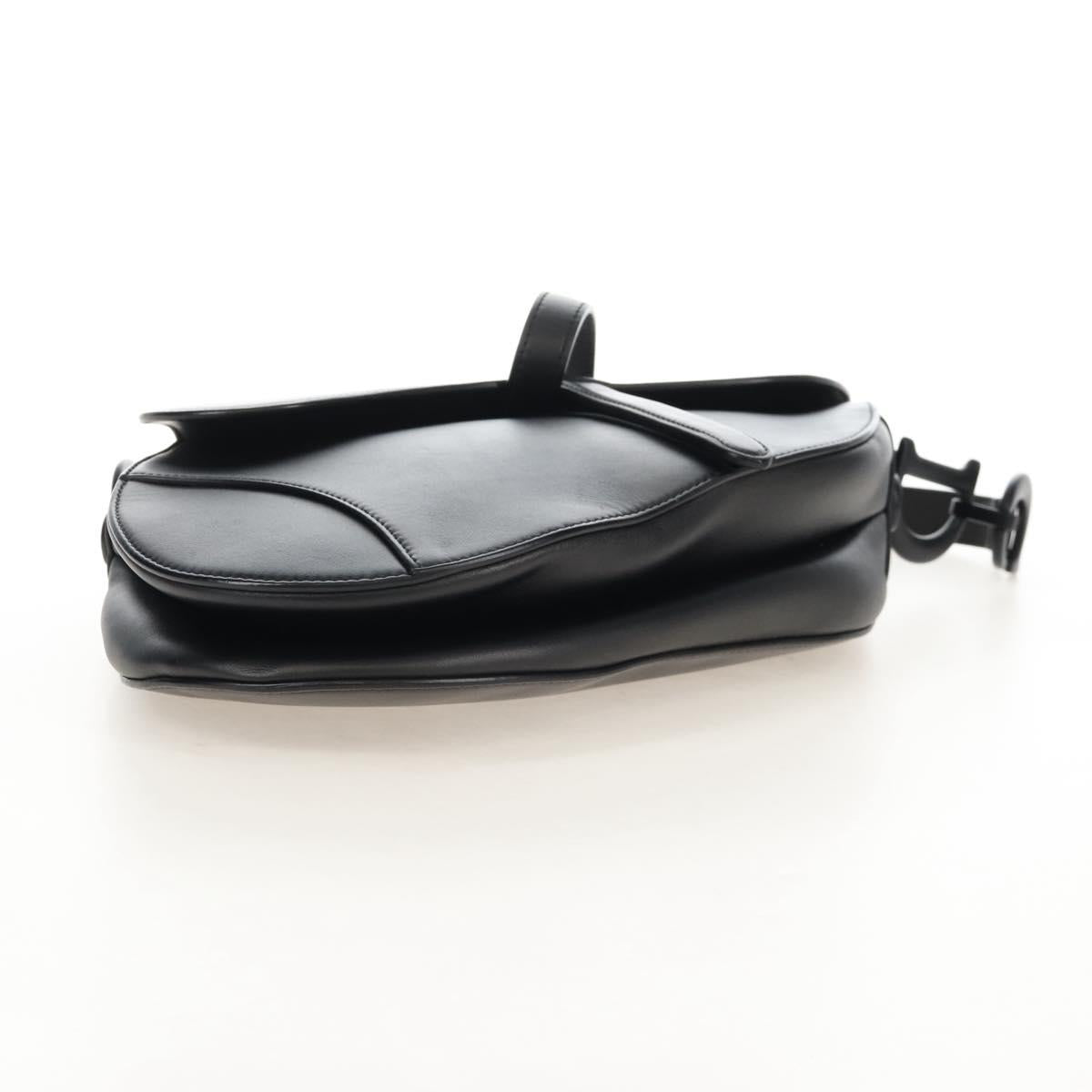 Christian Dior Saddle Shoulder Bag Leather Black Auth 209661SAV