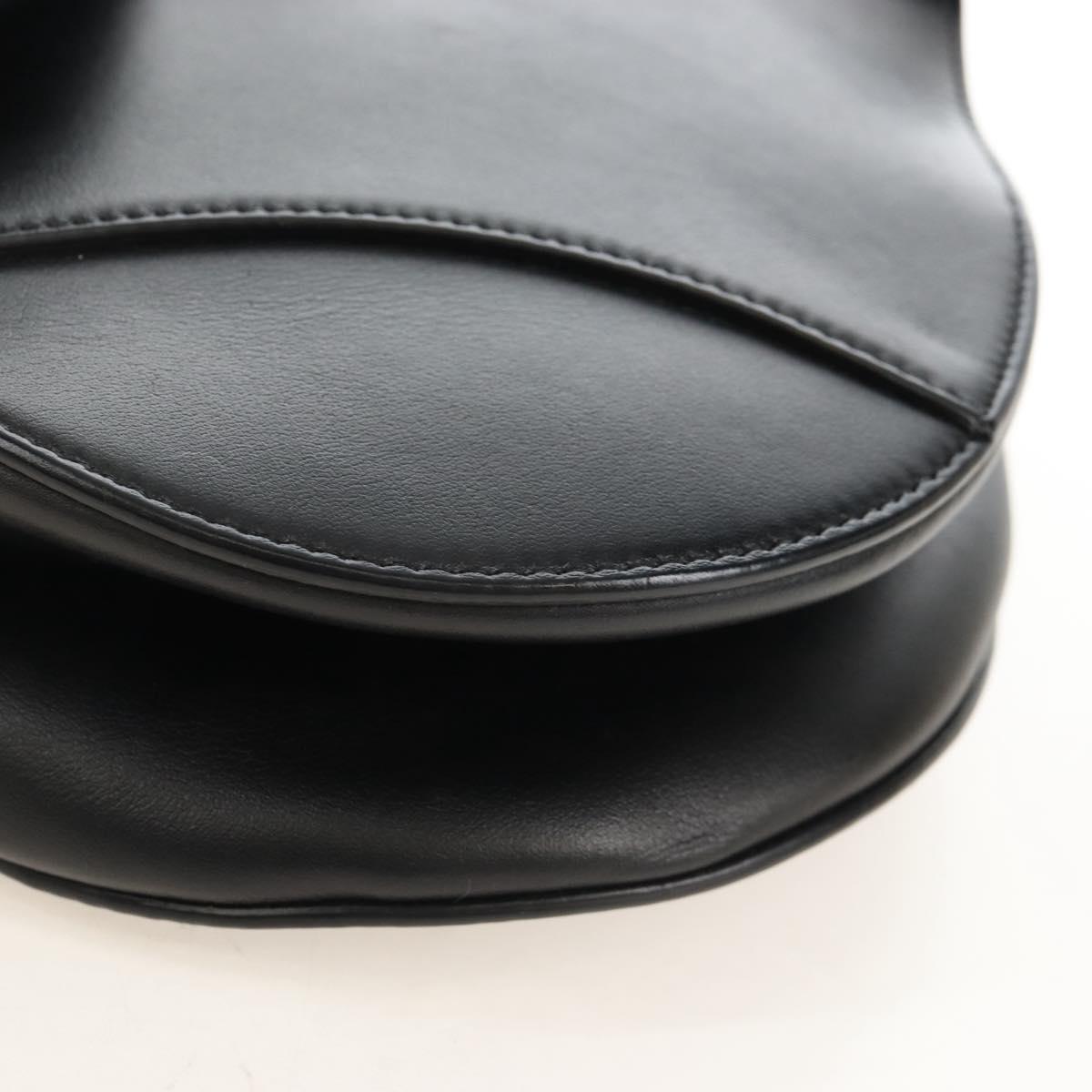 Christian Dior Saddle Shoulder Bag Leather Black Auth 209661SAV