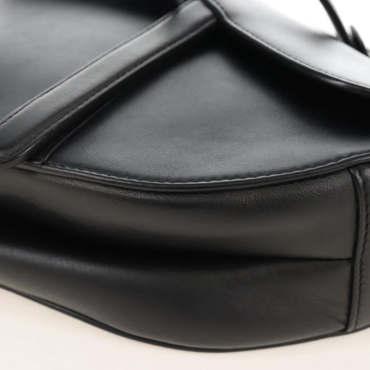 Christian Dior Saddle Shoulder Bag Leather Black Auth 209661SAV