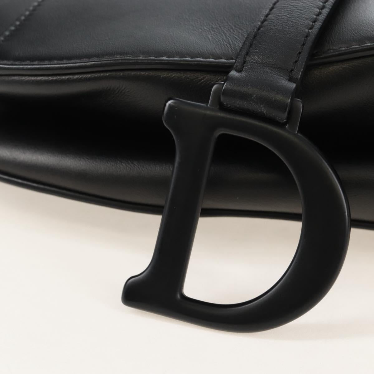 Christian Dior Saddle Shoulder Bag Leather Black Auth 209661SAV