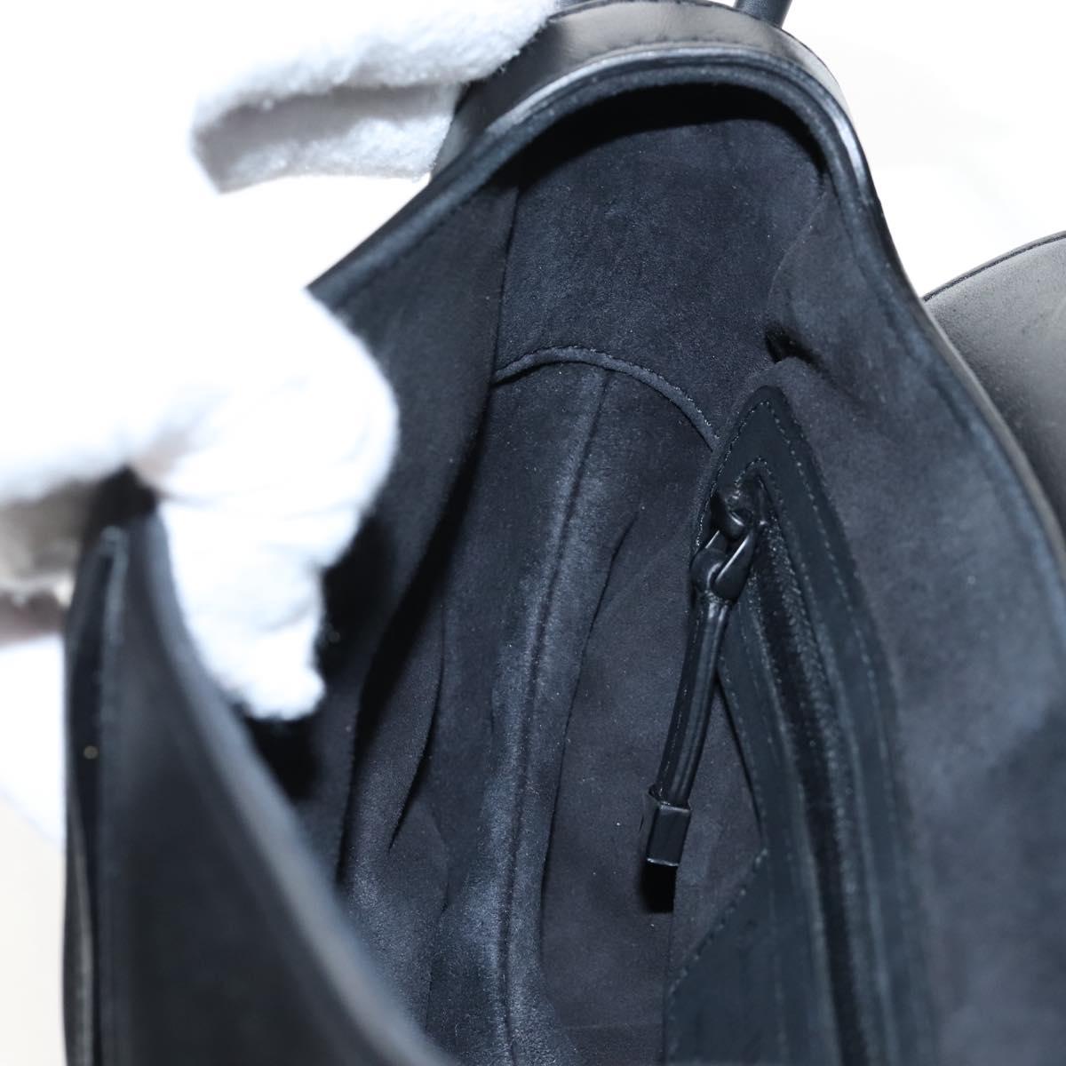 Christian Dior Saddle Shoulder Bag Leather Black Auth 209661SAV