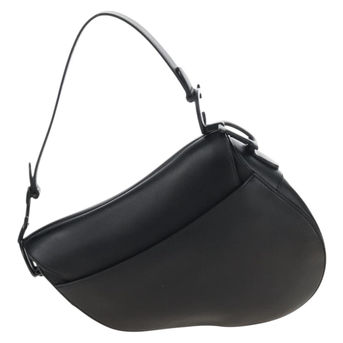 Christian Dior Saddle Shoulder Bag Leather Black Auth 209661SAV