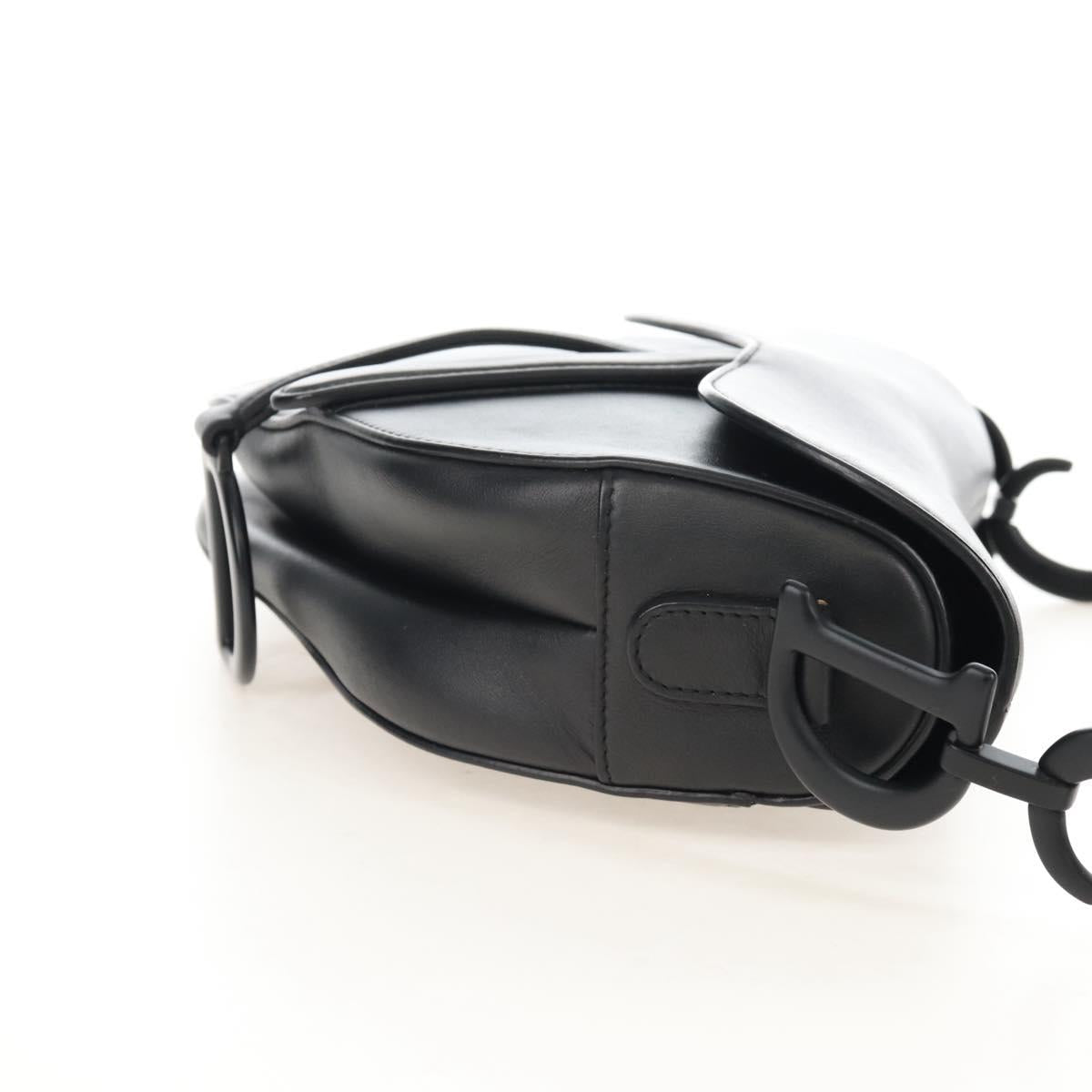 Christian Dior Saddle Shoulder Bag Leather Black Auth 209661SAV