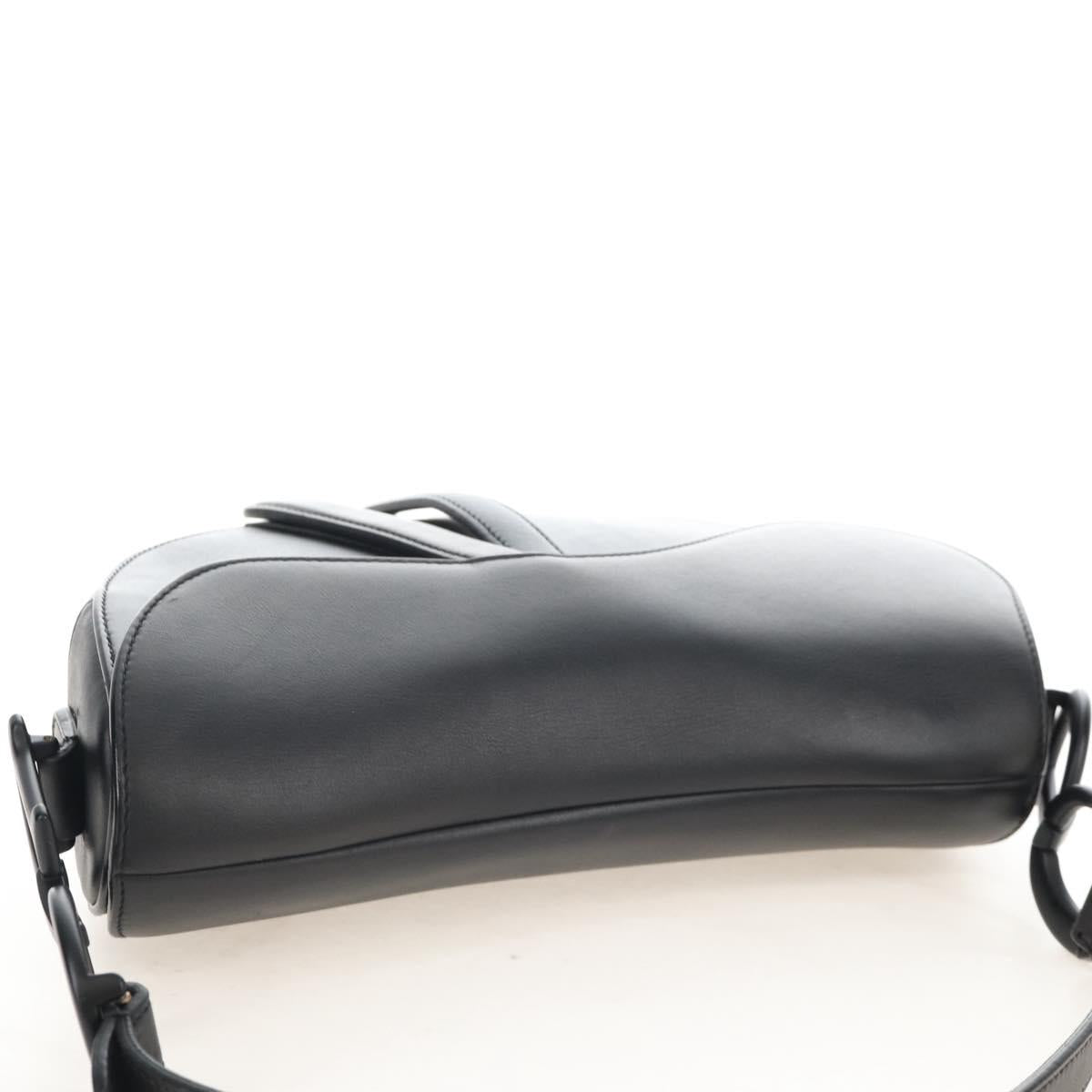 Christian Dior Saddle Shoulder Bag Leather Black Auth 209661SAV