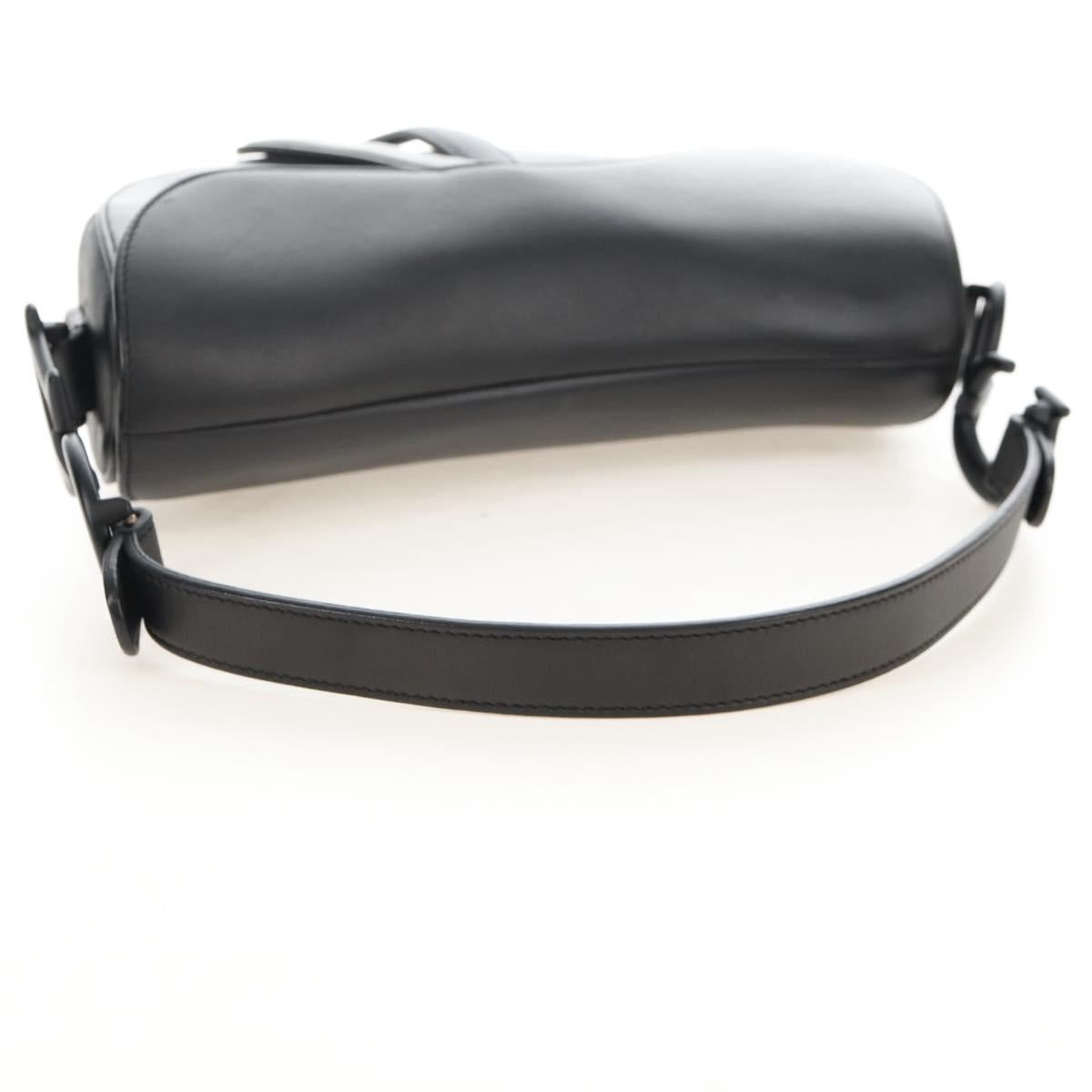 Christian Dior Saddle Shoulder Bag Leather Black Auth 209661SAV