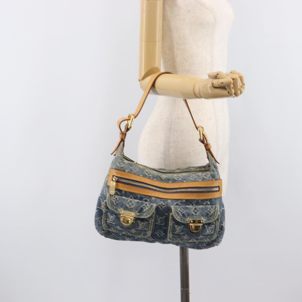 LOUIS VUITTON Monogram Denim Buggy PM Shoulder Bag Blue M95049 LV Auth 209662V