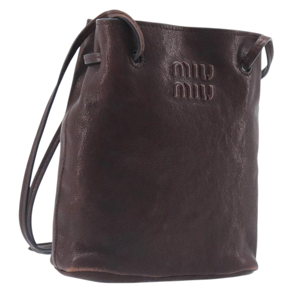 Miu Miu Shoulder Bag Leather Brown Auth 209665V