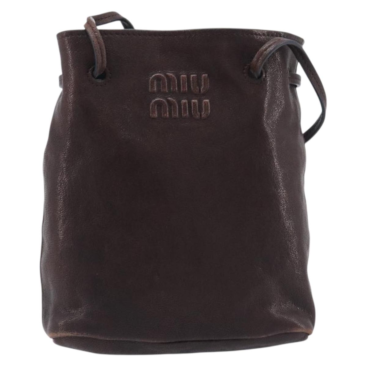 Miu Miu Shoulder Bag Leather Brown Auth 209665V