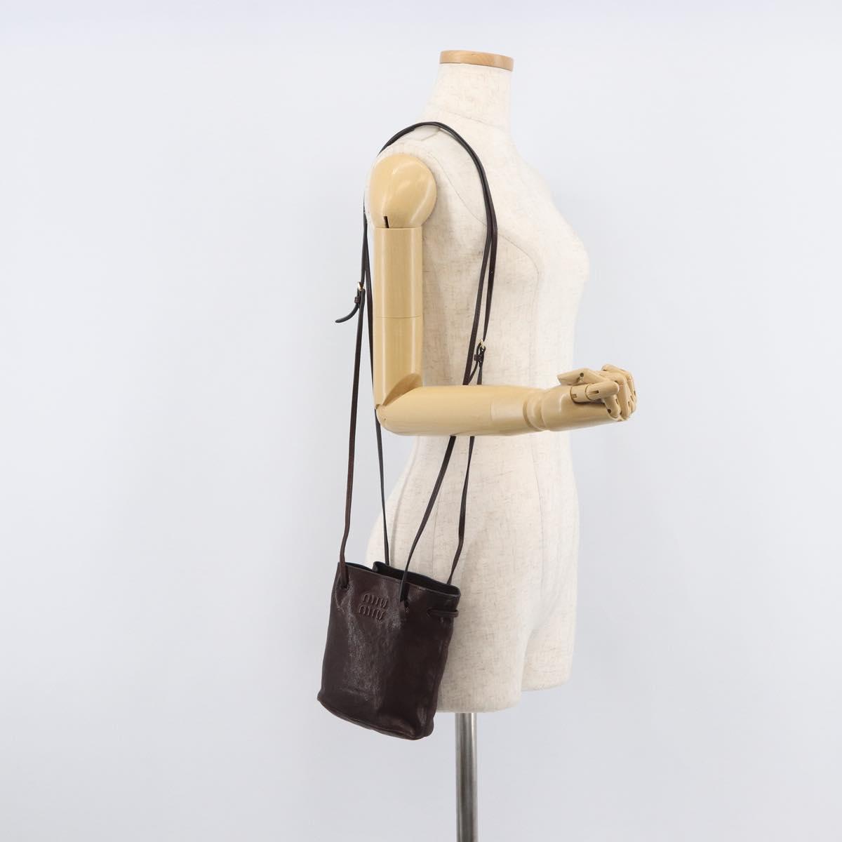 Miu Miu Shoulder Bag Leather Brown Auth 209665V