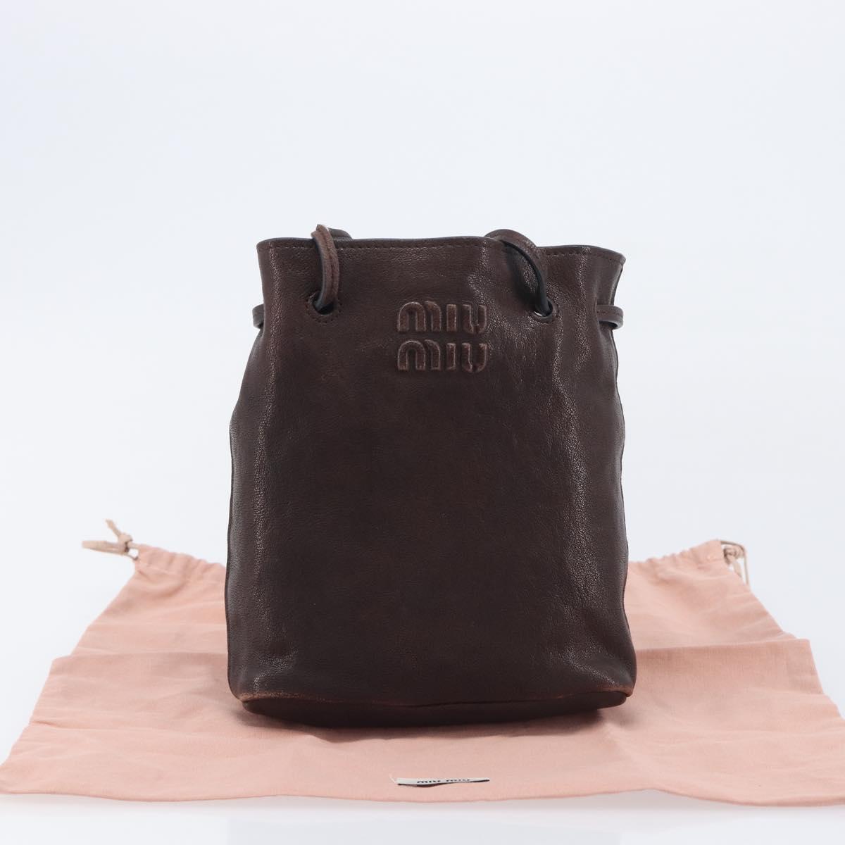 Miu Miu Shoulder Bag Leather Brown Auth 209665V