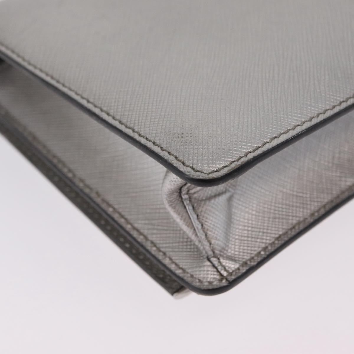 PRADA Chain Shoulder Bag Leather Silver Auth 209667A
