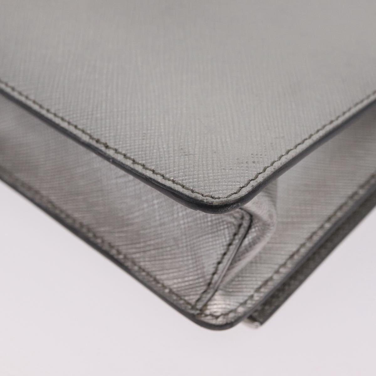 PRADA Chain Shoulder Bag Leather Silver Auth 209667A