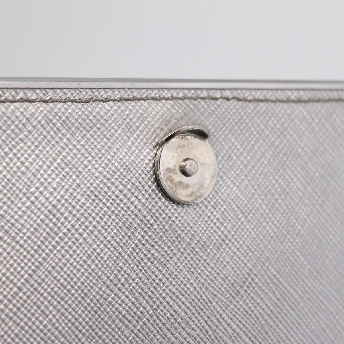 PRADA Chain Shoulder Bag Leather Silver Auth 209667A