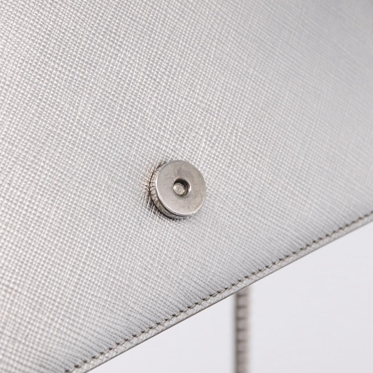 PRADA Chain Shoulder Bag Leather Silver Auth 209667A