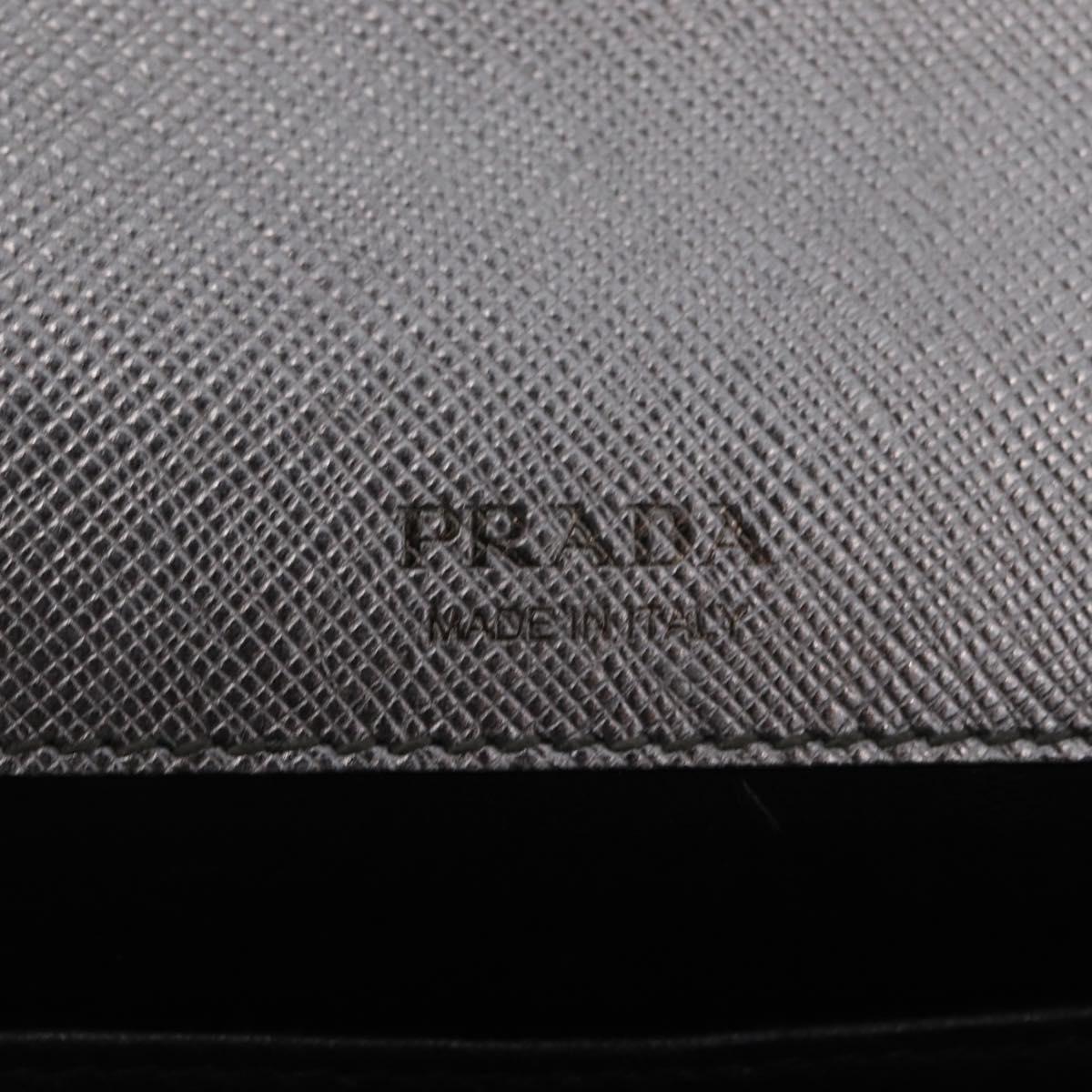 PRADA Chain Shoulder Bag Leather Silver Auth 209667A