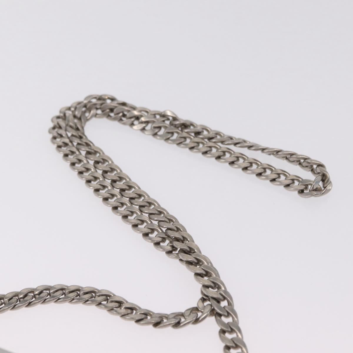 PRADA Chain Shoulder Bag Leather Silver Auth 209667A