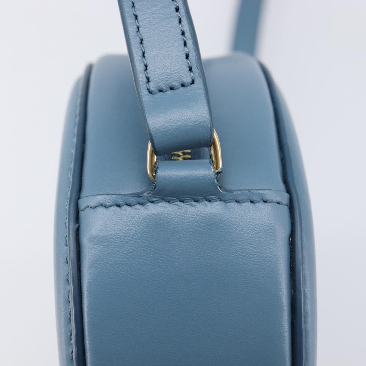 CELINE Triomphe Shoulder Bag Leather Light Blue Gold Tone Auth 209669M