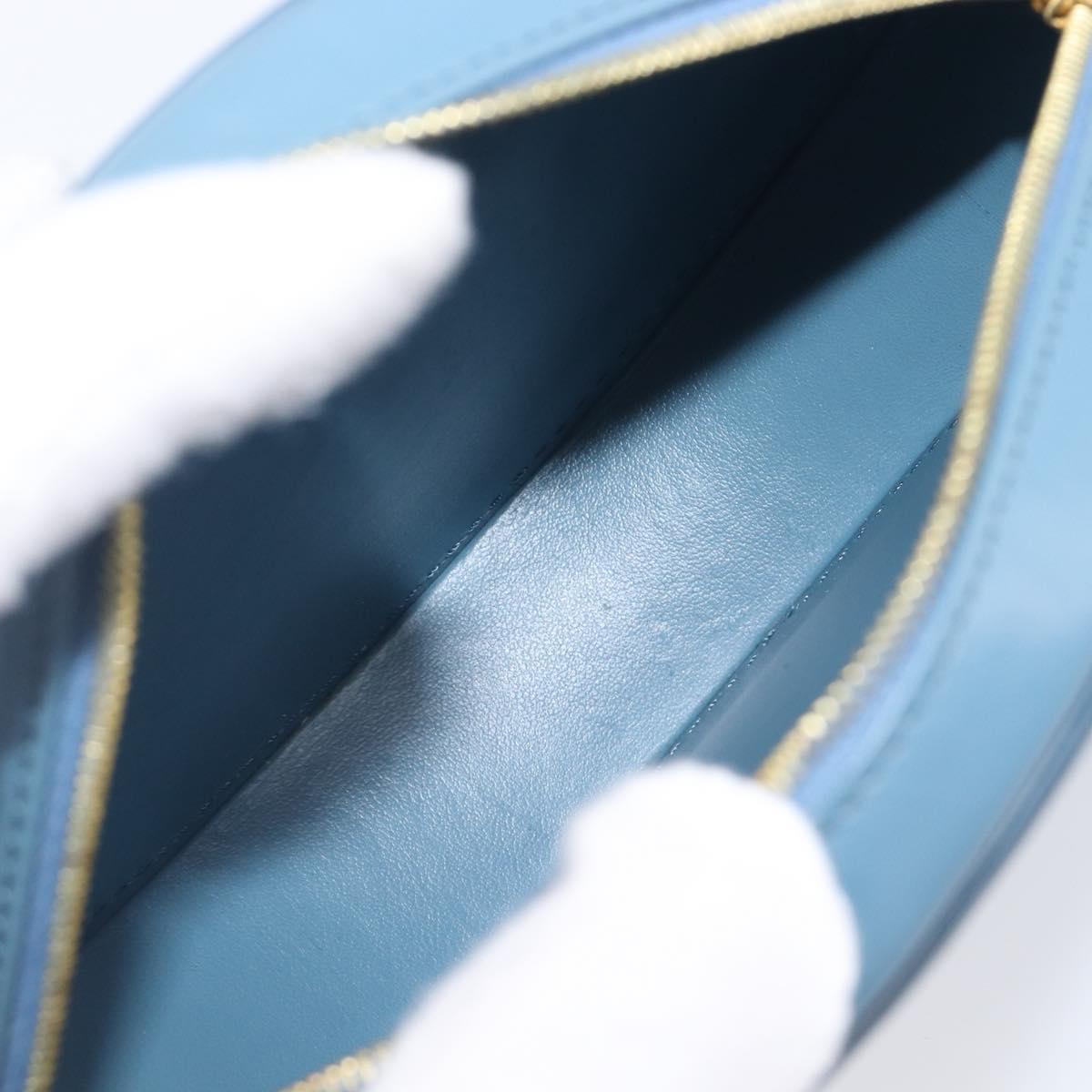 CELINE Triomphe Shoulder Bag Leather Light Blue Gold Tone Auth 209669M