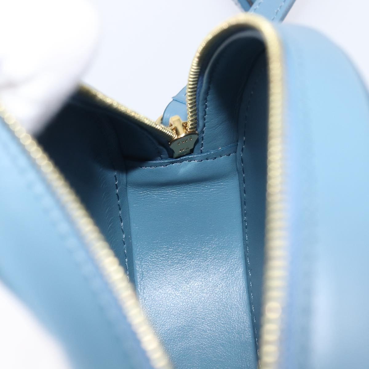 CELINE Triomphe Shoulder Bag Leather Light Blue Gold Tone Auth 209669M