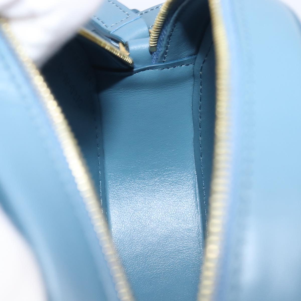 CELINE Triomphe Shoulder Bag Leather Light Blue Gold Tone Auth 209669M
