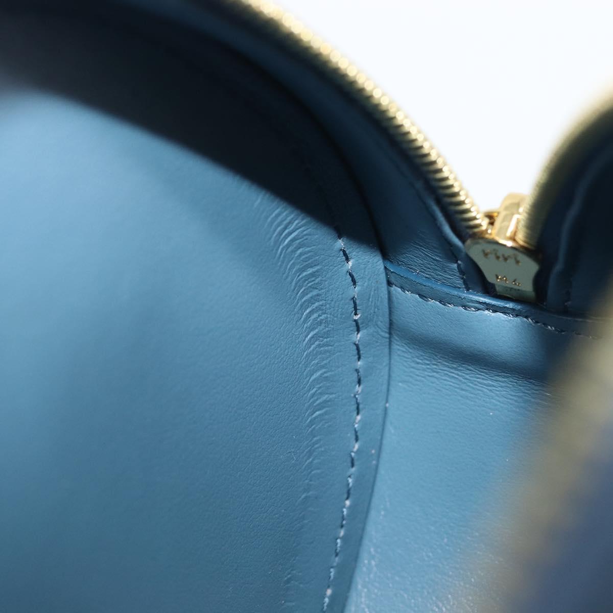 CELINE Triomphe Shoulder Bag Leather Light Blue Gold Tone Auth 209669M