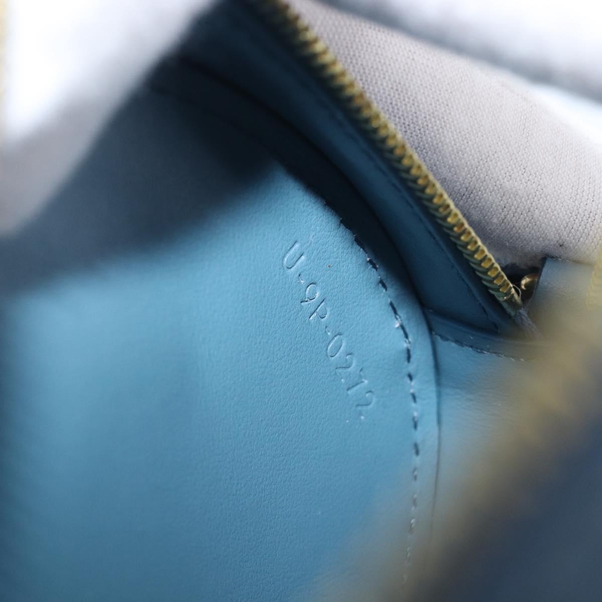 CELINE Triomphe Shoulder Bag Leather Light Blue Gold Tone Auth 209669M
