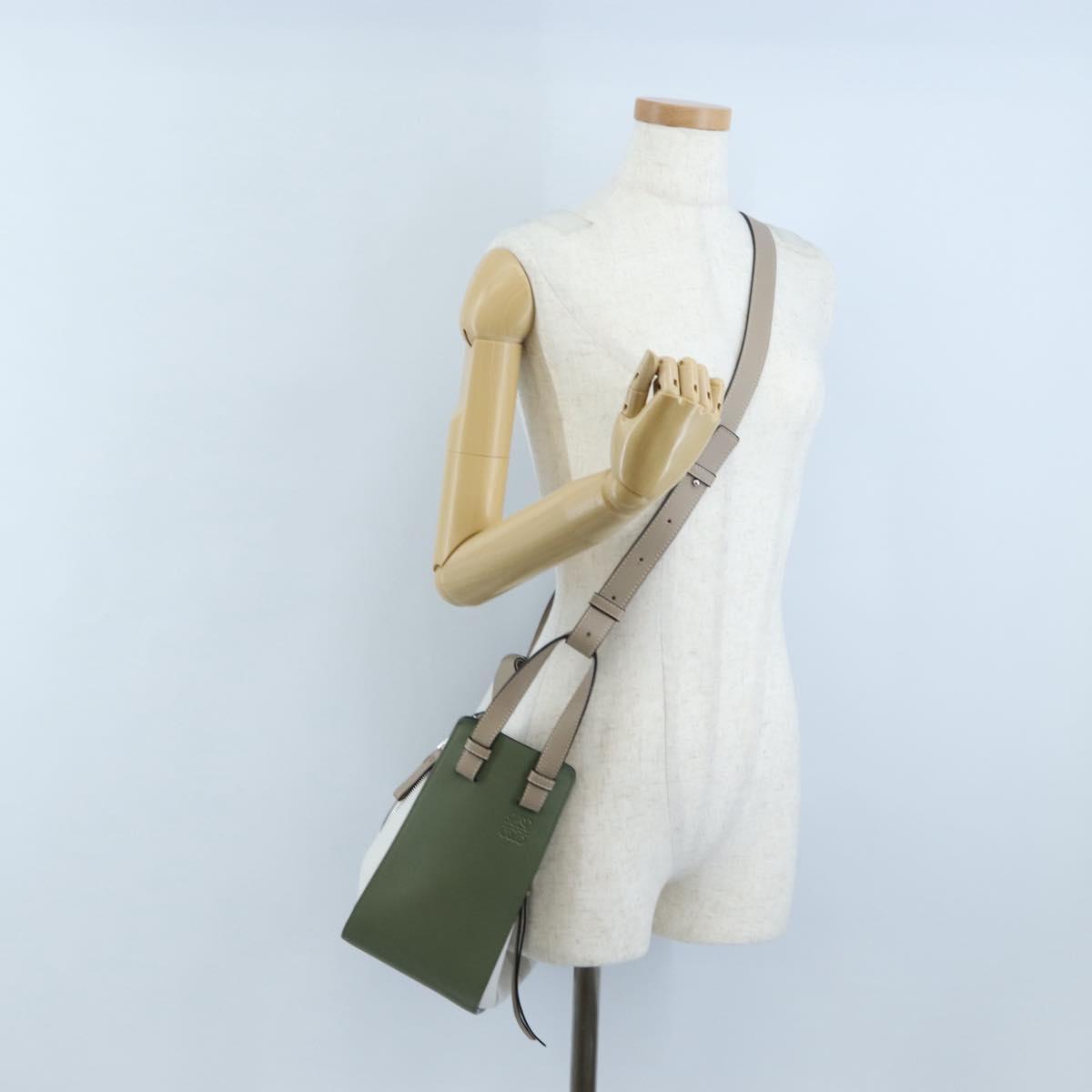 LOEWE Hammock Small Hand Bag Leather 2way Khaki Beige Auth 209674M