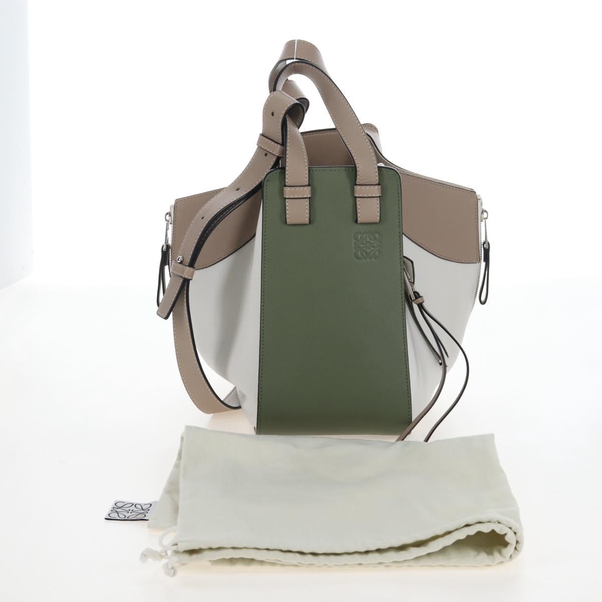 LOEWE Hammock Small Hand Bag Leather 2way Khaki Beige Auth 209674M