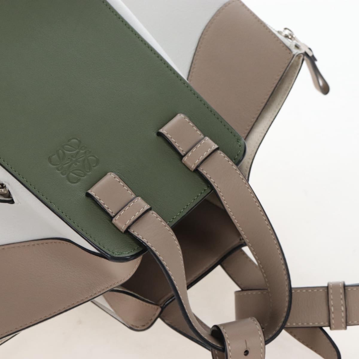 LOEWE Hammock Small Hand Bag Leather 2way Khaki Beige Auth 209674M