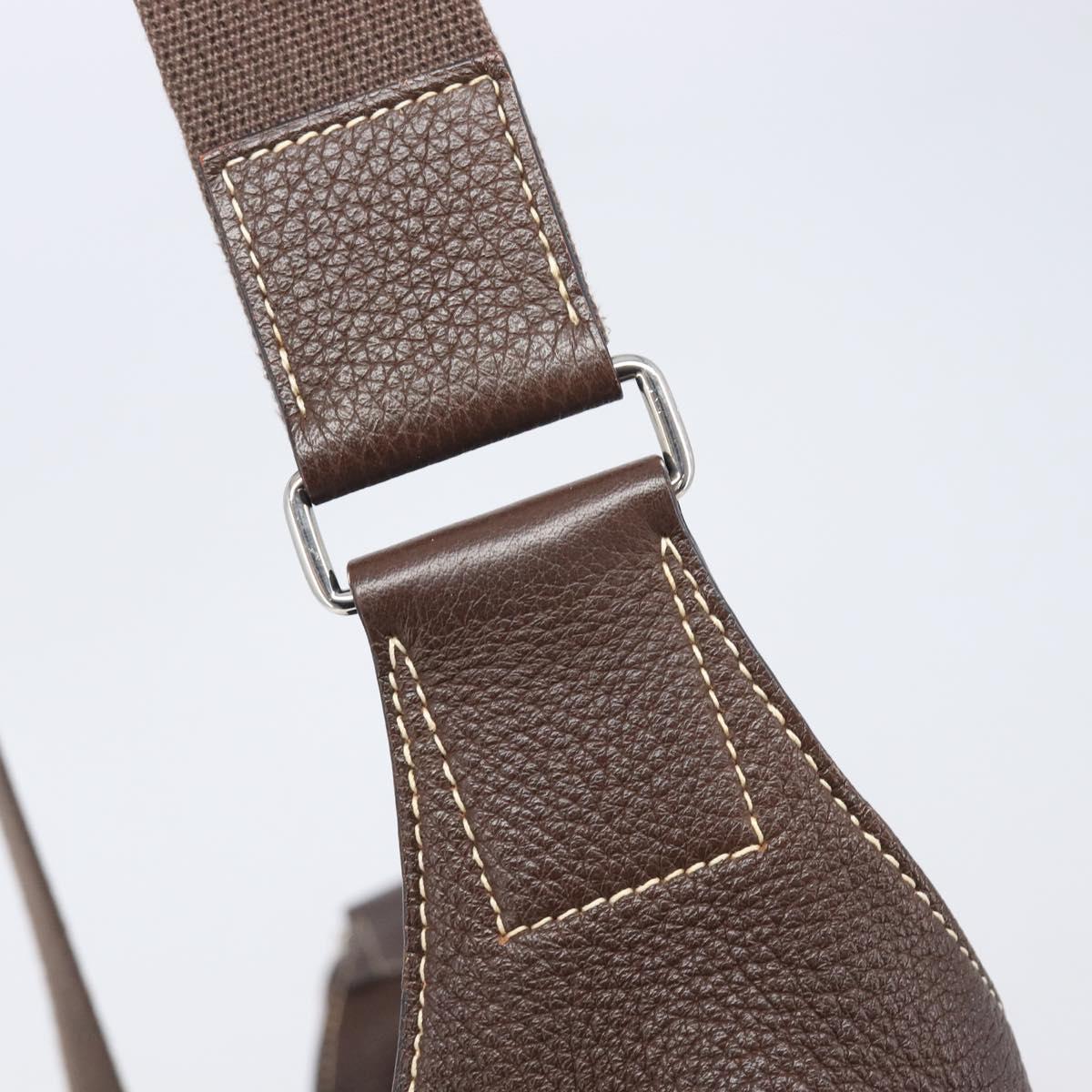 HERMES Good News GM Shoulder Bag Leather Dark Brown Silver Auth 209685V