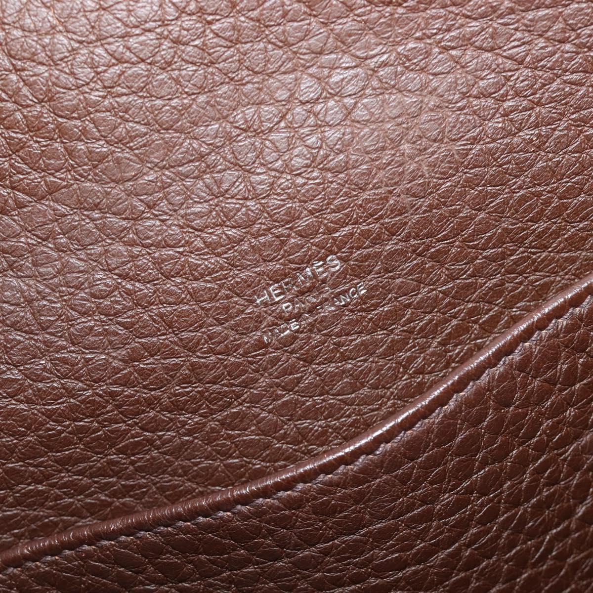 HERMES Good News GM Shoulder Bag Leather Dark Brown Silver Auth 209685V