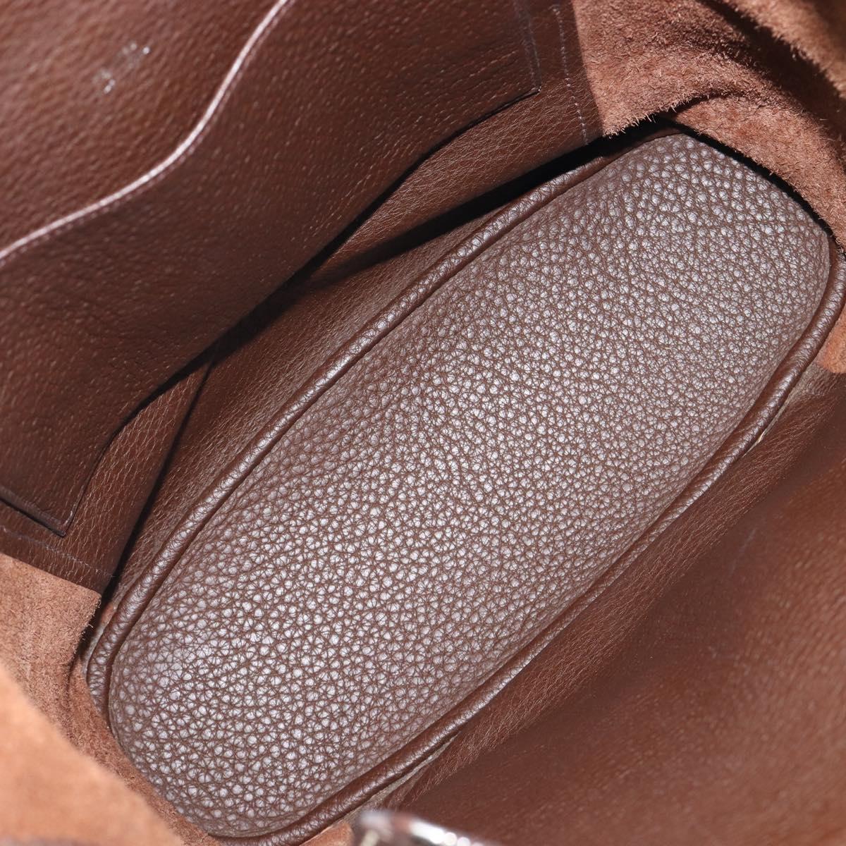 HERMES Good News GM Shoulder Bag Leather Dark Brown Silver Auth 209685V