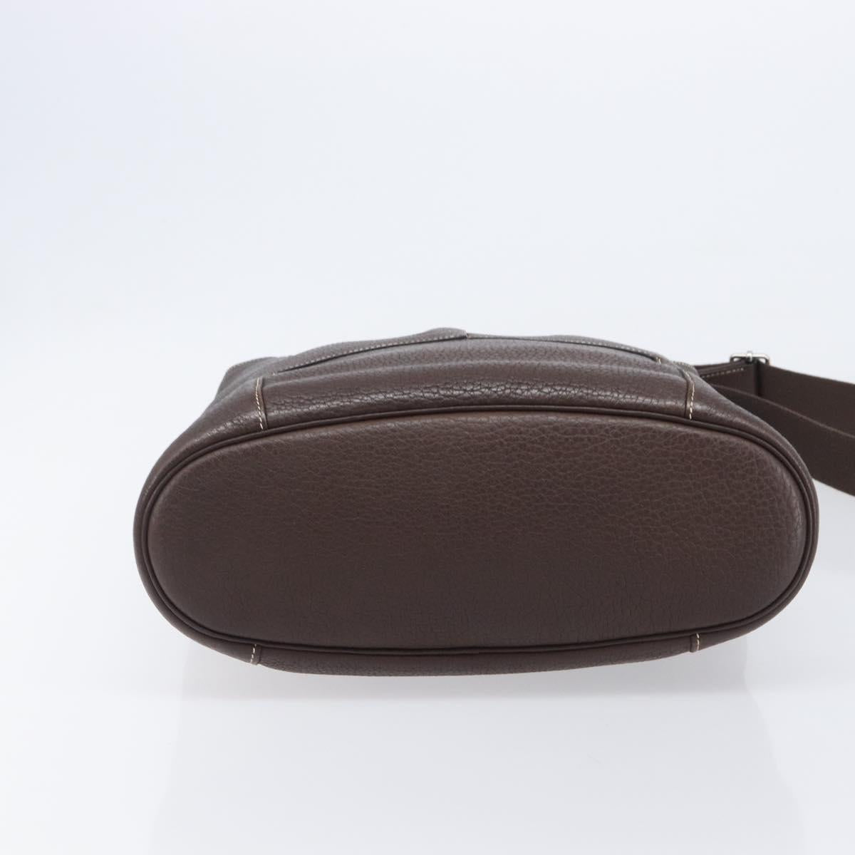 HERMES Good News GM Shoulder Bag Leather Dark Brown Silver Auth 209685V