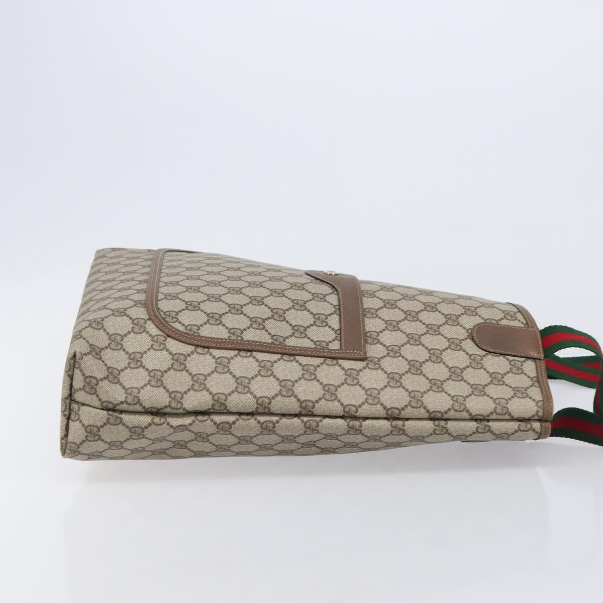 GUCCI GG Supreme Web Sherry Line Tote Bag PVC Beige Gold 39 02 003 Auth 209692A