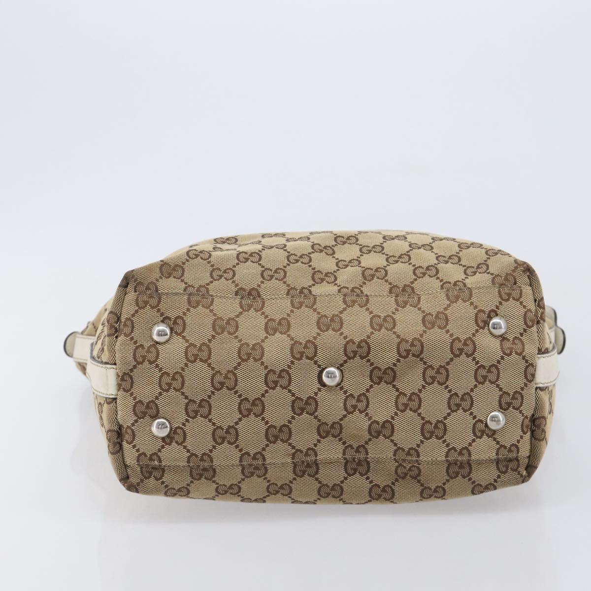 GUCCI GG Canvas Web Sherry Line Tote Bag Beige Silver 232970 Auth 209693